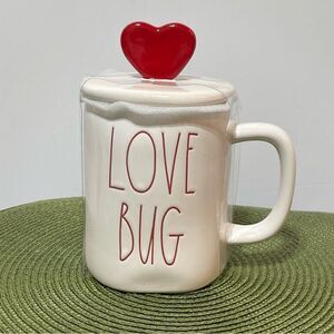 Rae Dunn Love Bug Mug with Heart Topper NWT